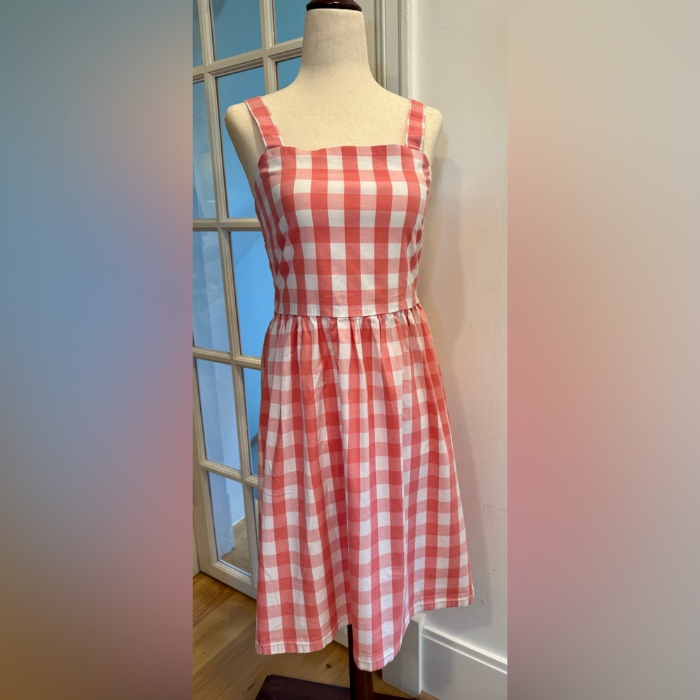 J by JCrew Gingham Pink and White Cotton Sundress